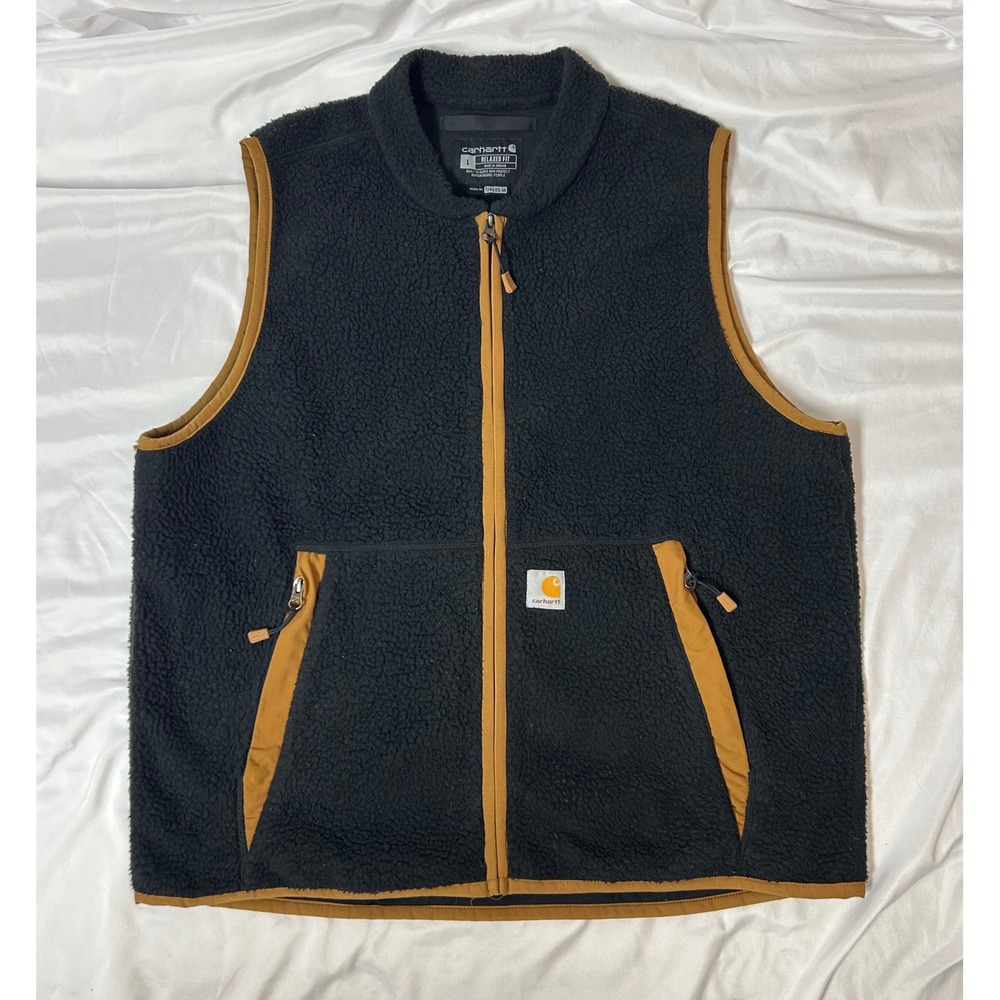 Carhartt Relaxed Fit Sherpa Fleece Vest Black Brown 104995-M Gorpcore Mens Large